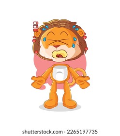 the lion low battery mascot. cartoon vector
