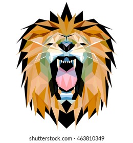 Lion low poly design. Triangle vector illustration.