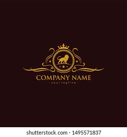 Lion Luxury Logo. Combination Lion, Crown, Floral
look simple and luxury design