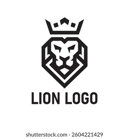 lion luxury logo icon template, elegant lion logo design illustration, lion head with crown logo, lion elegant symbol. 
