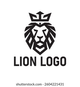 lion luxury logo icon template, elegant lion logo design illustration, lion head with crown logo, lion elegant symbol. 