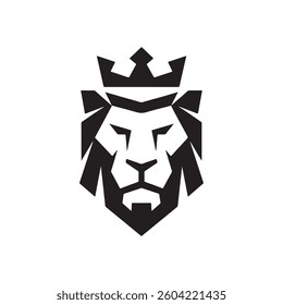 lion luxury logo icon template, elegant lion logo design illustration, lion head with crown logo, lion elegant symbol. 