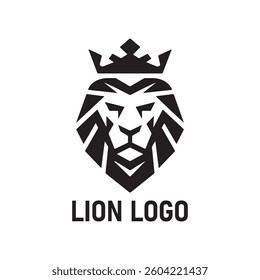 lion luxury logo icon template, elegant lion logo design illustration, lion head with crown logo, lion elegant symbol. 