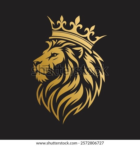 lion luxury logo icon vector, elegant lion logo design illustration, lion head with crown logo, lion elegant symbol.