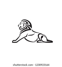 Lion lying down tattoo - isolated vector illustration