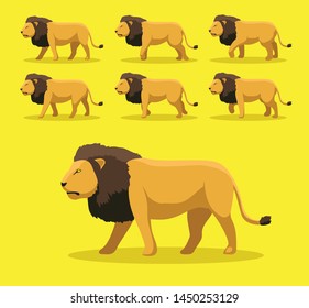 Lion Male Walking Animation Sequence Cartoon Vector