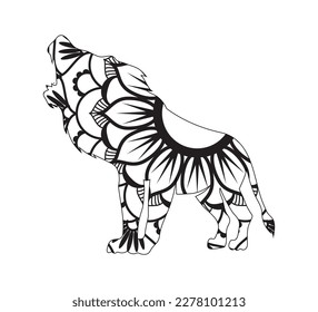

Lion Mandala animal coloring page, Mandala Vector Line Art Style editable vector