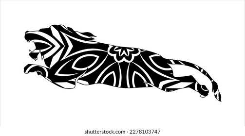 Lion Mandala coloring page for kids editable vector