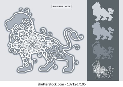 Lion Mandala Vector 3D Layered