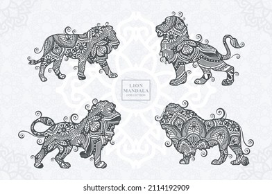 Vector de Mandala LION. SVG estilo Boho. Eps 10