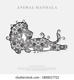 Lion Mandala Vector Line Art Style