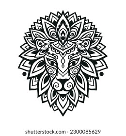 Lion Mandala zen. Vector zen decorative element. Adult Coloring book Lion. Ornate fantasy Boho style, Leo zodiac