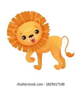 Lion with Mane as African Animal Vector Illustration