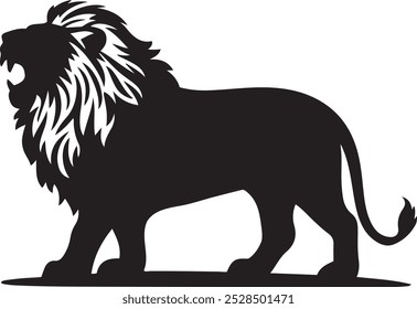 León con la melena del gato grande Silueta negra Logotipo