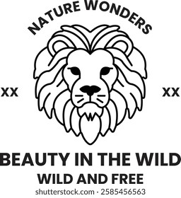 A lion with a mane and face in the style of sign illustrations