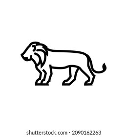 lion mane line art logo design vector illustration