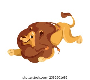 Lion with Mane as Proud Powerful Wild African Animal Playing Vector Illustration