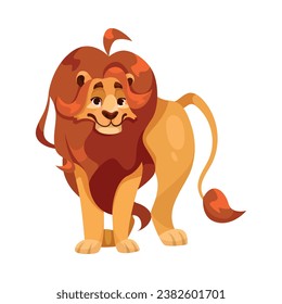 Lion with Mane as Proud Powerful Wild African Animal Standing Vector Illustration