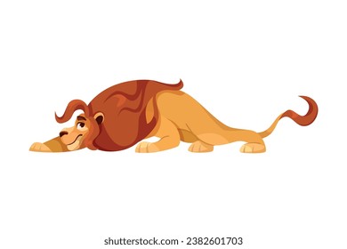 Lion with Mane as Proud Powerful Wild African Animal Sneaking Vector Illustration