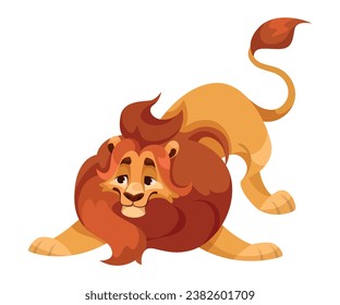 Lion with Mane as Proud Powerful Wild African Animal Playing Vector Illustration