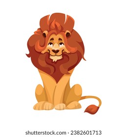 Lion with Mane as Proud Powerful Wild African Animal Sitting Vector Illustration