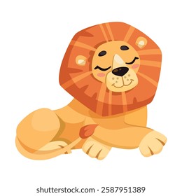 Lion with Mane as Tropical Animal and Wild African Fauna Vector Illustration