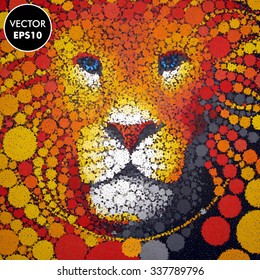 Lion Mane Vector Illustration. Predator Face. Wild Cat Abstract Portrait.