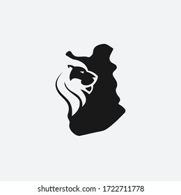 lion map logo / lion logo