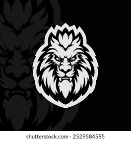 Lion mascote animal esport ilustração logotipo design, preto branco