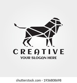 Lion Mascot Animal Mosaic Design. Lion line Art Logo Symbol