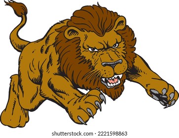 Lion Mascot Attack Vector Illustration