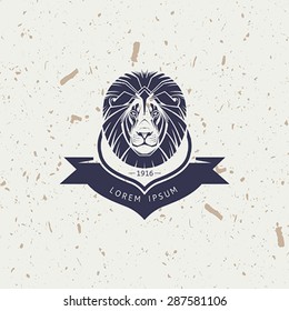Lion mascot emblem symbol. Vector illustration.