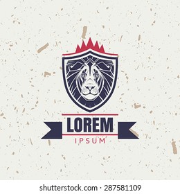 Lion mascot emblem symbol. Vector illustration.