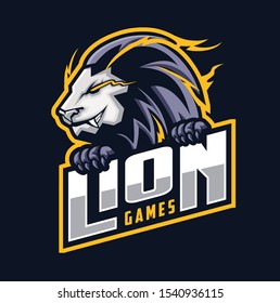 lion mascot esport logo design