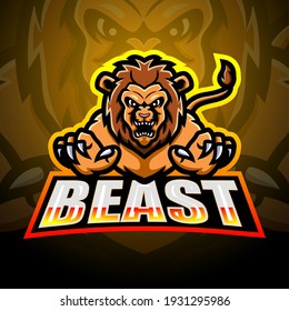 Lion mascot esport logo design