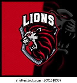 Lion mascot esport logo design illustrations vector template, Tiger logo for team game streamer. full color cartoon style