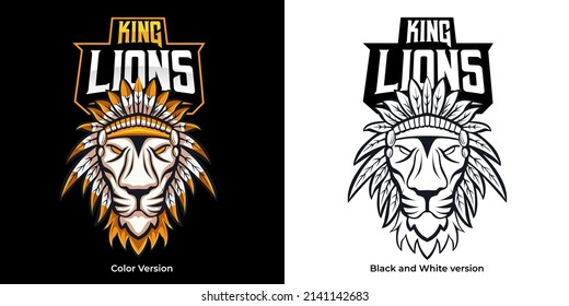 lion mascot esport logo design