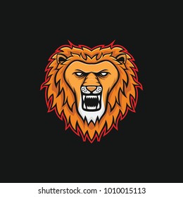 Lion mascot head vector logotype illustration emblem isolated animals sport 