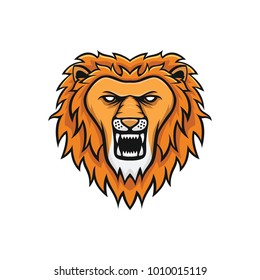 Lion mascot head vector logotype illustration emblem isolated animals sport 