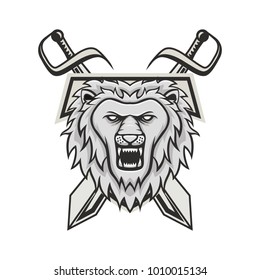 Lion mascot head vector logotype illustration emblem isolated animals sport 