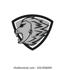 Lion mascot head vector logotype illustration emblem isolated animals sport 