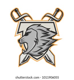 Lion mascot head vector logotype illustration emblem isolated animals sport 