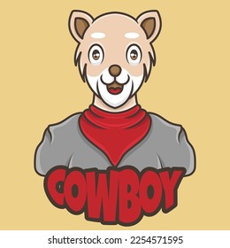 Lion mascot logo character cowboy costume