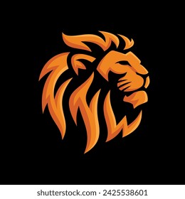 Lion mascot logo design. Lion head hair mane crest vector icon. Vector illustration.