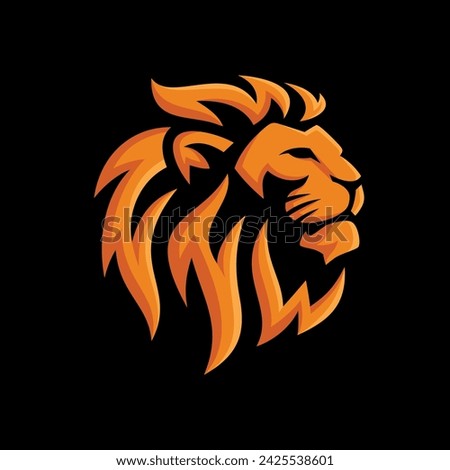Lion mascot logo design. Lion head hair mane crest vector icon. Vector illustration.