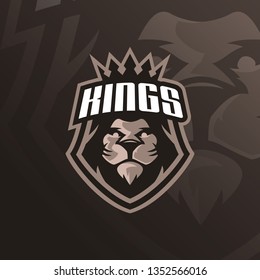 lion mascot logo design vector with modern illustration concept style for badge, emblem and tshirt printing. lion head illustration for sport team.