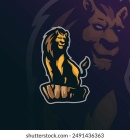 Lion mascot logo design vector with modern illustration concept style for badge, emblem and t shirt printing. Standing lion illustration.