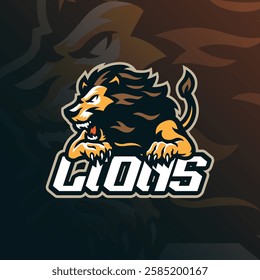 Lion mascot logo design vector with modern illustration concept style for badge, emblem and t shirt printing. Angry lion illustration.