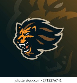 Löwe Maskottchen Logo Design Vektor. Löwenkopf-Illustration für Sport- und Sportteam.
