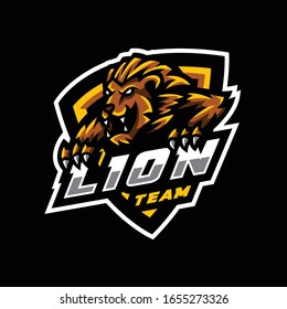 lion mascot logo. lion esport gaming logo.